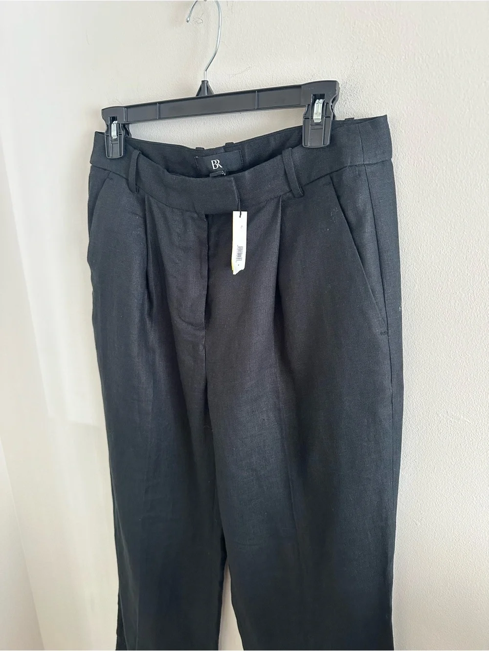 NWT Banana Republic black high rise 100% linen trouser straight leg pant size 6